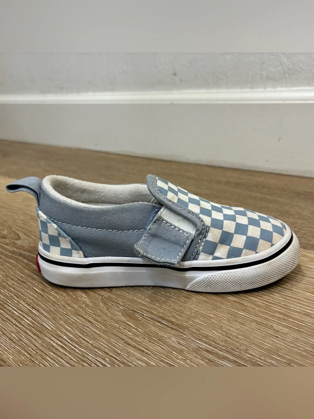 Vans Toddler Classic Slip-On V Shoes Dusty Blue Checkerboard US 8 EU 24.5 14cm